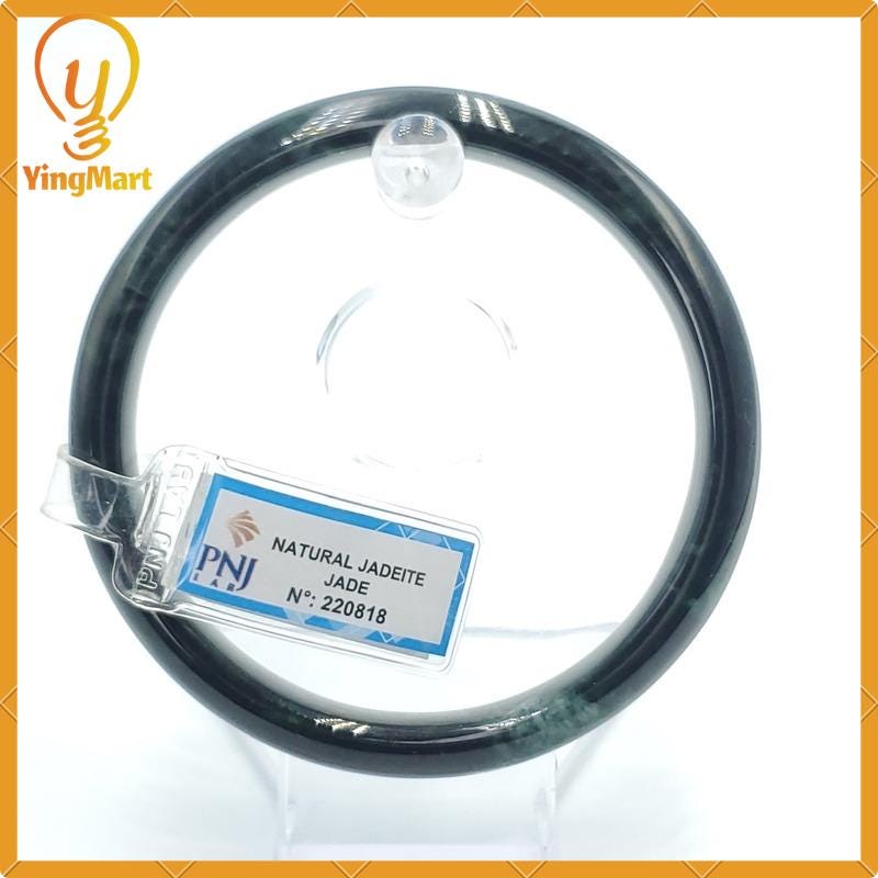 YingCollection 65mm PNJ220818 Certified Natural Color Light To Dark Green, Grey White, Black Jadeite Jade Bangle Bracelet, Real Gemstone