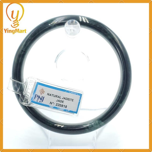 YingCollection 65mm PNJ220818 Certified Natural Color Light To Dark Green, Grey White, Black Jadeite Jade Bangle Bracelet, Real Gemstone