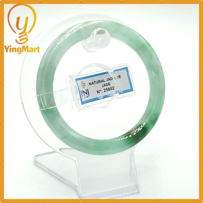 YingCollection 54mm PNJ258023 Certified Natural Color Green White To Green, Grey White Jadeite Jade Bangle Bracelet, Real Gemstone