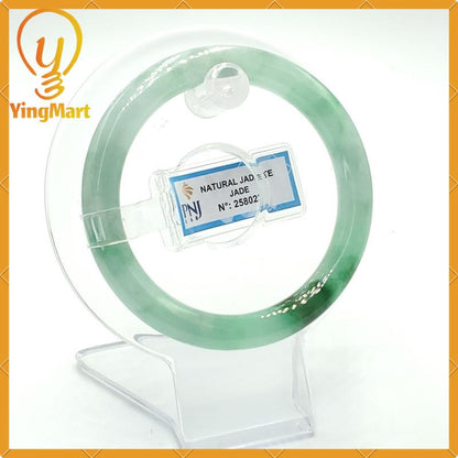 YingCollection 54mm PNJ258023 Certified Natural Color Green White To Green, Grey White Jadeite Jade Bangle Bracelet, Real Gemstone