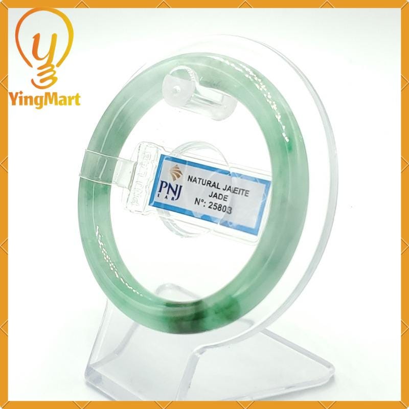 YingCollection 54mm PNJ258023 Certified Natural Color Green White To Green, Grey White Jadeite Jade Bangle Bracelet, Real Gemstone