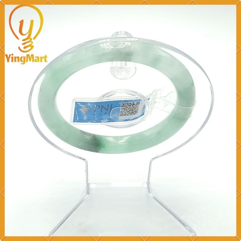 YingCollection 54mm PNJ258023 Certified Natural Color Green White To Green, Grey White Jadeite Jade Bangle Bracelet, Real Gemstone