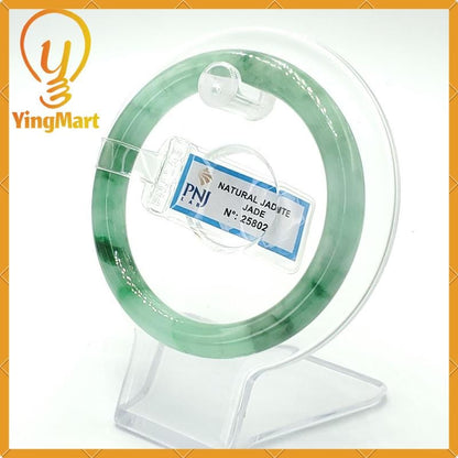 YingCollection 54mm PNJ258022 Certified Natural Color Green White To Green, Grey White Jadeite Jade Bangle Bracelet, Real Gemstone