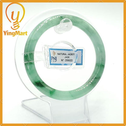 YingCollection 54mm PNJ258022 Certified Natural Color Green White To Green, Grey White Jadeite Jade Bangle Bracelet, Real Gemstone