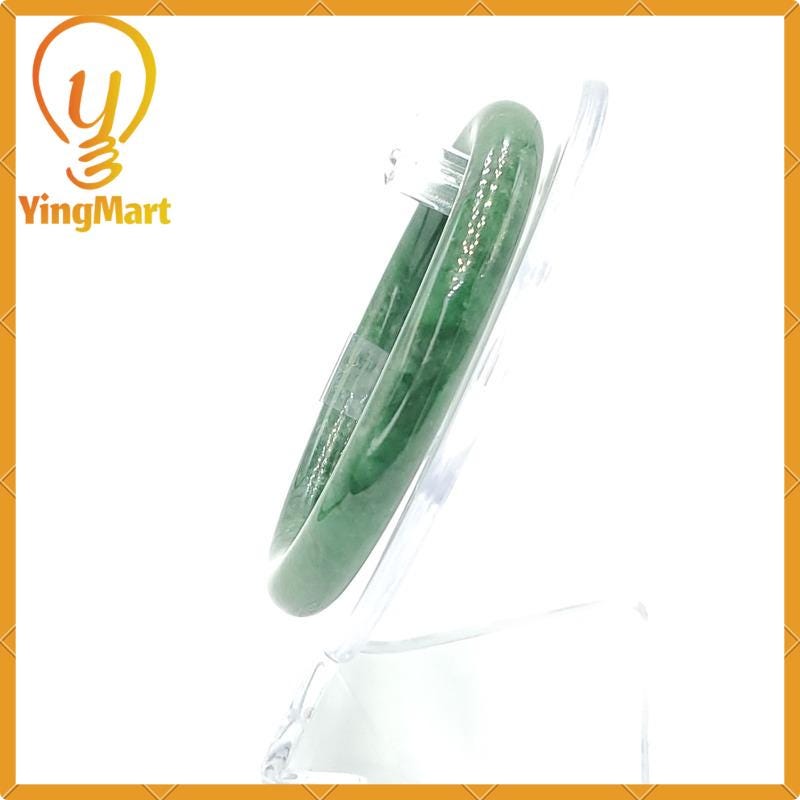 Jade Bangle 55mm PNJ169560 Certified  | Yingmart Natural Color Greyish Green to Green Jadeite Jade Bangle for Men,Women, Grandmother, Sister