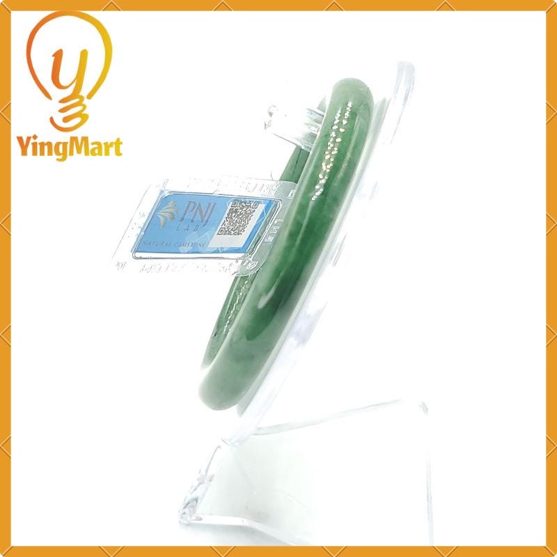 Jade Bangle 53mm PNJ169555 Certified | Yingmart Natural Color Greyish Green to Green Jadeite Bracelet for Men, Women, Grandmother, Sister