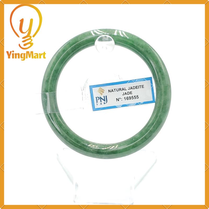 Jade Bangle 53mm PNJ169555 Certified | Yingmart Natural Color Greyish Green to Green Jadeite Bracelet for Men, Women, Grandmother, Sister