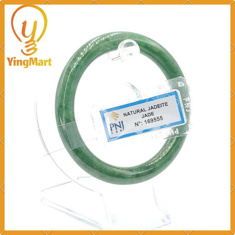 Jade Bangle 53mm PNJ169555 Certified | Yingmart Natural Color Greyish Green to Green Jadeite Bracelet for Men, Women, Grandmother, Sister