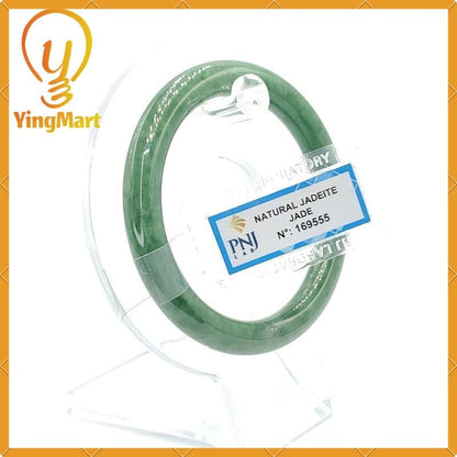Jade Bangle 53mm PNJ169555 Certified | Yingmart Natural Color Greyish Green to Green Jadeite Bracelet for Men, Women, Grandmother, Sister