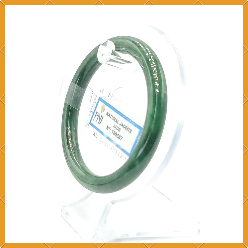 Jade Bangle 55mm PNJ169567 Certified | Yingmart Natural Color Greyish Green to Green Jade Bracelet for Men, Women, Grandmother, Sister