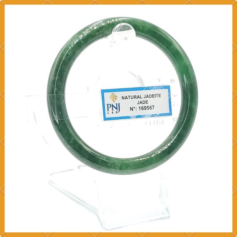 Jade Bangle 55mm PNJ169567 Certified | Yingmart Natural Color Greyish Green to Green Jade Bracelet for Men, Women, Grandmother, Sister