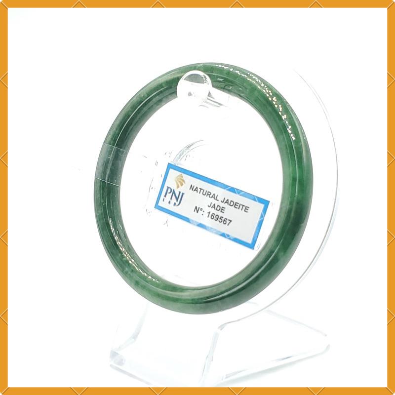 Jade Bangle 55mm PNJ169567 Certified | Yingmart Natural Color Greyish Green to Green Jade Bracelet for Men, Women, Grandmother, Sister