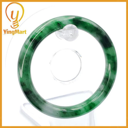 YingCollection 53mm PNJ258383 Certified Natural Color Green White To Dark Green, Grey White Jadeite Jade Bangle Bracelet, Real Gemstone