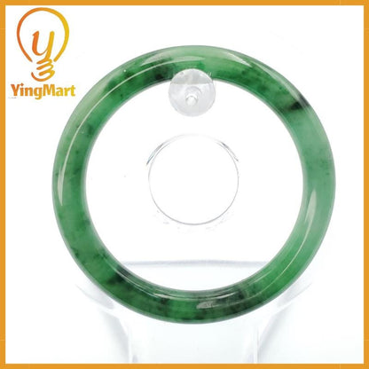 YingCollection 52mm PNJ258384 Certified Natural Color Light To Medium Green, Grey, Black Jadeite Jade Bangle Bracelet, Real Gemstone