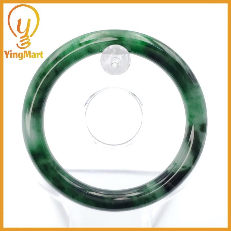 YingCollection 53mm PNJ258389 Certified Natural Color Green White To Dark Green, Brown, Black Jadeite Jade Bangle Bracelet, Real Gemstone