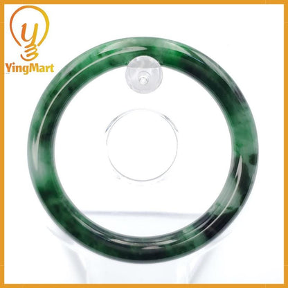 YingCollection 53mm PNJ258389 Certified Natural Color Green White To Dark Green, Brown, Black Jadeite Jade Bangle Bracelet, Real Gemstone
