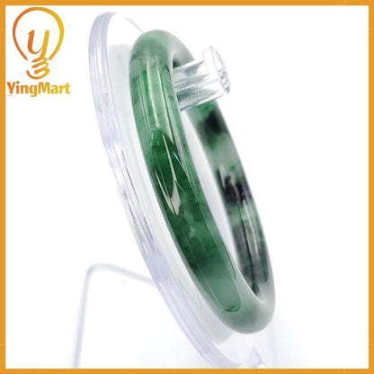 YingCollection 53mm PNJ258389 Certified Natural Color Green White To Dark Green, Brown, Black Jadeite Jade Bangle Bracelet, Real Gemstone