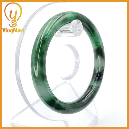 YingCollection 53mm PNJ258389 Certified Natural Color Green White To Dark Green, Brown, Black Jadeite Jade Bangle Bracelet, Real Gemstone
