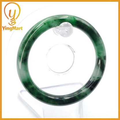 YingCollection 53mm PNJ258389 Certified Natural Color Green White To Dark Green, Brown, Black Jadeite Jade Bangle Bracelet, Real Gemstone