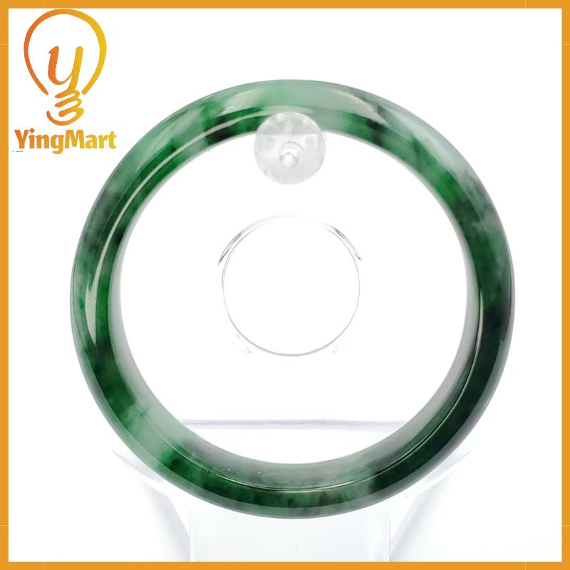 YingCollection 53mm PNJ258393 Certified Natural Color Green White To Dark Green, Grey White Jadeite Jade Bangle Bracelet, Real Gemstone