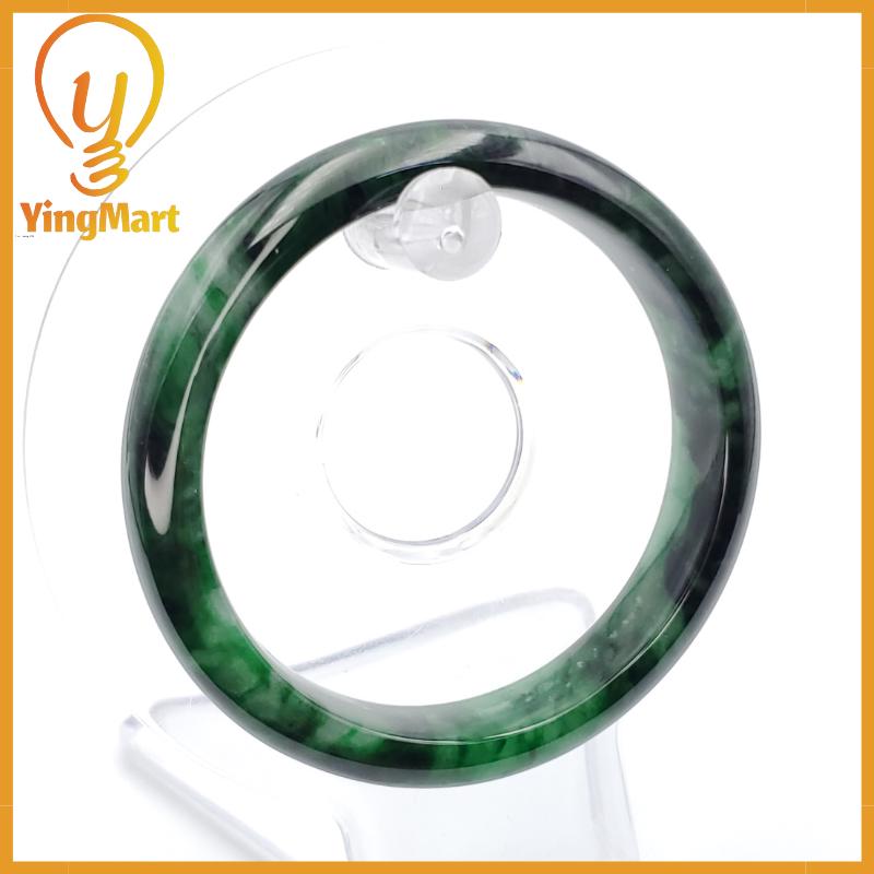YingCollection 53mm PNJ258394 Certified Natural Color Green White To Dark Green, Grey White Jadeite Jade Bangle Bracelet, Real Gemstone