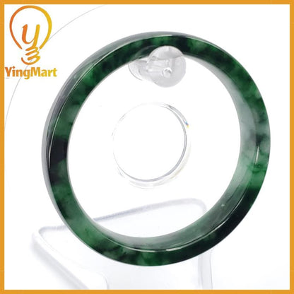 YingCollection 52mm PNJ258395 Certified Natural Color Green White To Dark Green, Grey White Jadeite Jade Bangle Bracelet, Real Gemstone