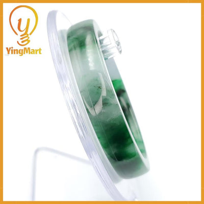 YingCollection 53mm PNJ258397 Certified Natural Color Green White To Dark Green, Grey White Jadeite Jade Bangle Bracelet, Real Gemstone