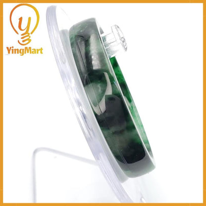YingCollection 52mm PNJ258398 Certified Natural Color Green White To Dark Green, Grey White Jadeite Jade Bangle Bracelet, Real Gemstone