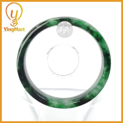 YingCollection 52mm PNJ258398 Certified Natural Color Green White To Dark Green, Grey White Jadeite Jade Bangle Bracelet, Real Gemstone