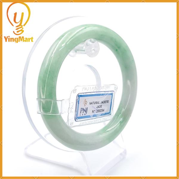 Jade Bangle 55mm PNJ200294 Certified | Natural Color Green White to Green, Grey White Jade Bracelet for Men, Women, Grandmother, Sister