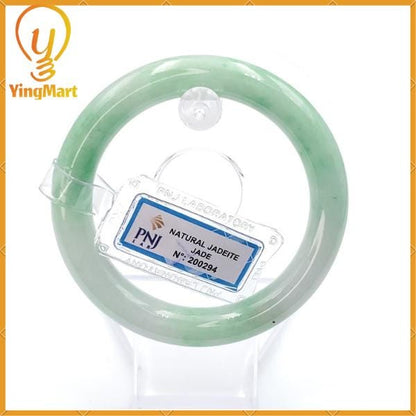 Jade Bangle 55mm PNJ200294 Certified | Natural Color Green White to Green, Grey White Jade Bracelet for Men, Women, Grandmother, Sister