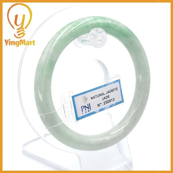 Jade Bangle 55mm PNJ250913 Certified | Yingmart Natural Color Green White to Green, Grey White Jadeite Bracelet for Men,Women,Grandma,Sister