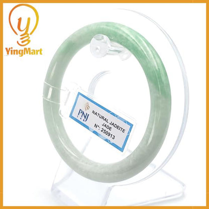 Jade Bangle 55mm PNJ250913 Certified | Yingmart Natural Color Green White to Green, Grey White Jadeite Bracelet for Men,Women,Grandma,Sister