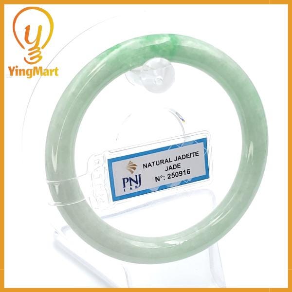 Jade Bangle 55mm PNJ250916 Certified | Yingmart Natural Color Green White to Green, Grey White Jadeite Bracelet for Men,Women,Grandma,Sister