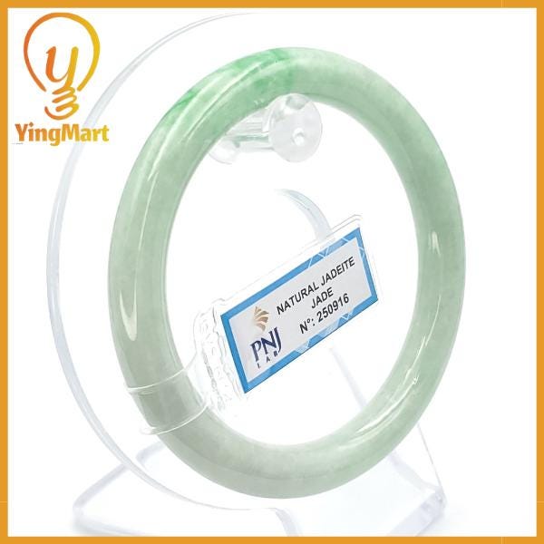 Jade Bangle 55mm PNJ250916 Certified | Yingmart Natural Color Green White to Green, Grey White Jadeite Bracelet for Men,Women,Grandma,Sister