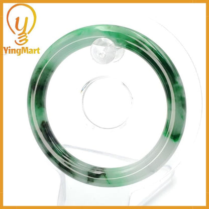 YingCollection 53mm PNJ258381 Certified Natural Color Green White To Dark Green, Grey White Jadeite Jade Bangle Bracelet, Real Gemstone