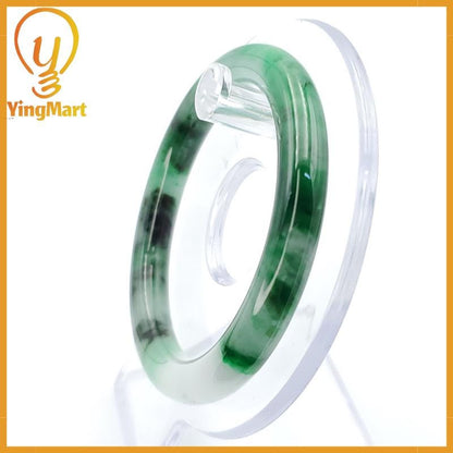 YingCollection 53mm PNJ258381 Certified Natural Color Green White To Dark Green, Grey White Jadeite Jade Bangle Bracelet, Real Gemstone