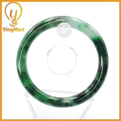 YingCollection 53mm PNJ258382 Certified Natural Color Green White To Dark Green, Grey White Jadeite Jade Bangle Bracelet, Real Gemstone