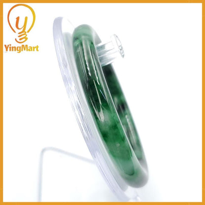 YingCollection 56mm PNJ258386 Certified Natural Color Green White To Dark Green, Grey White Jadeite Jade Bangle Bracelet, Real Gemstone