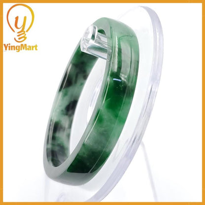 YingCollection 54mm PNJ258396 Certified Natural Color Green White To Dark Green, Grey White Jadeite Jade Bangle Bracelet, Real Gemstone