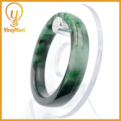 YingCollection 54mm PNJ258400 Certified Natural Color Green White To Dark Green, Grey White Jadeite Jade Bangle Bracelet, Real Gemstone