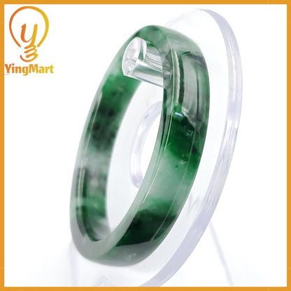 YingCollection 54mm PNJ258404 Certified Natural Color Green White To Dark Green, Grey White Jadeite Jade Bangle Bracelet, Real Gemstone