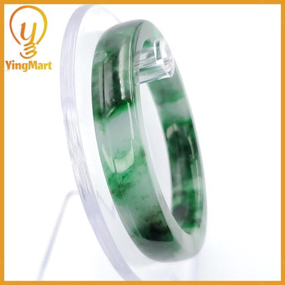 YingCollection 54mm PNJ258406 Certified Natural Color Green White To Dark Green, Grey White Jadeite Jade Bangle Bracelet, Real Gemstone