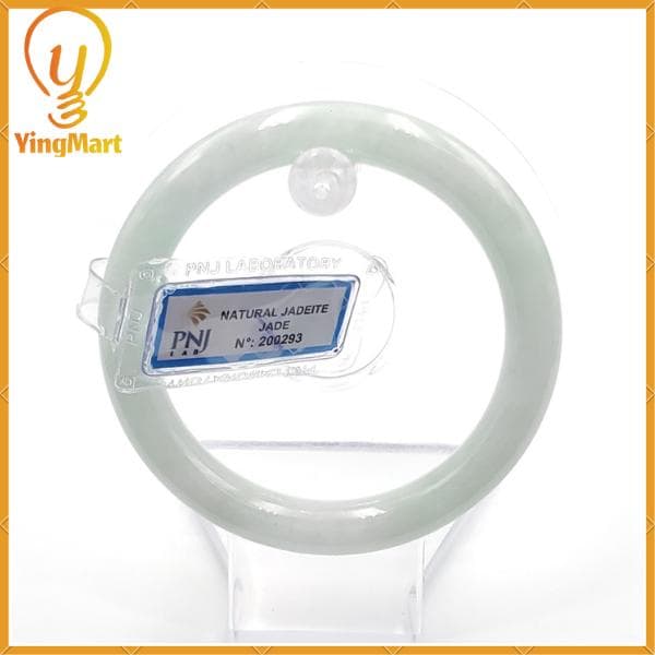 YingCollection 56mm PNJ200293 Certified Natural Color Green White To Green, Grey White Jadeite Jade Bangle Bracelet, Real Gemstone