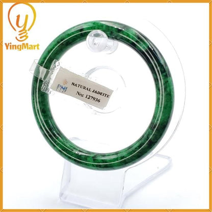 Jade Bangle 56mm PNJ Certified Bracelet | Yingmart Natural Color Green To Black Green Jadeite Jade Bangle for Men, Women, Grandmother,Sister