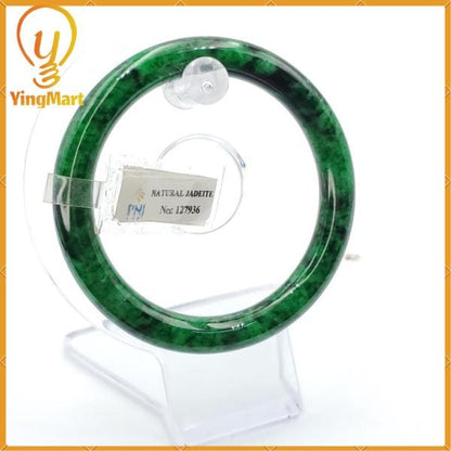 Jade Bangle 56mm PNJ Certified Bracelet | Yingmart Natural Color Green To Black Green Jadeite Jade Bangle for Men, Women, Grandmother,Sister