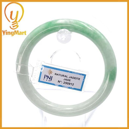 Jade Bangle 56mm PNJ250912 Certified | Yingmart Natural Color Green White Jadeite Jade Bracelet - Elegant for Men, Women, Grandma, Sister