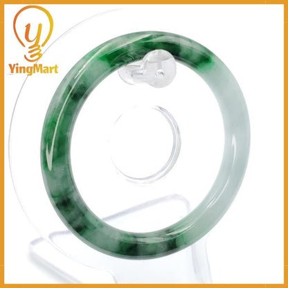 YingCollection 52mm PNJ258385 Certified Natural Color Green White To Green, White, Brown, Black Jadeite Jade Bangle Bracelet, Real Gemstone