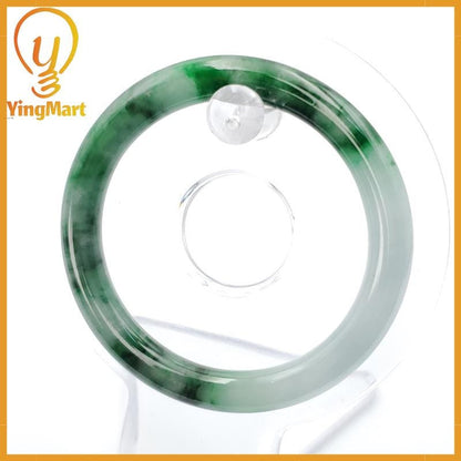 YingCollection 52mm PNJ258385 Certified Natural Color Green White To Green, White, Brown, Black Jadeite Jade Bangle Bracelet, Real Gemstone