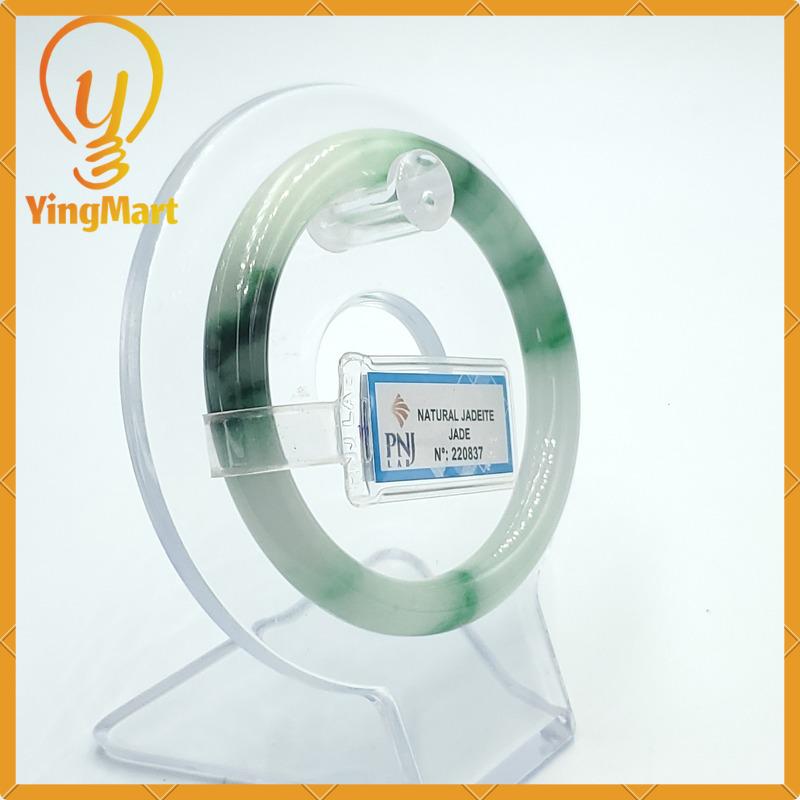 YingCollection 52mm PNJ220837 Certified Natural Color Green White To Green, Black Grey Jadeite Jade Bangle Bracelet, Real Gemstone